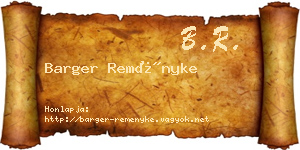Barger Reményke névjegykártya
